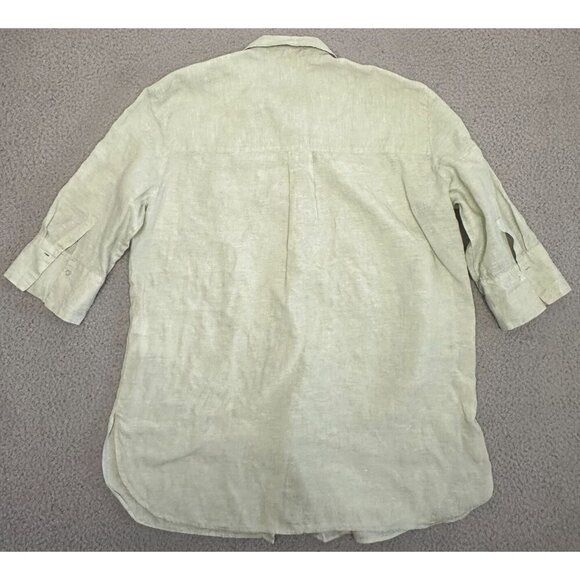 OPUS Linen Button Shirt Germany Sage Green Oversized High Quality - Picture 2 of 16